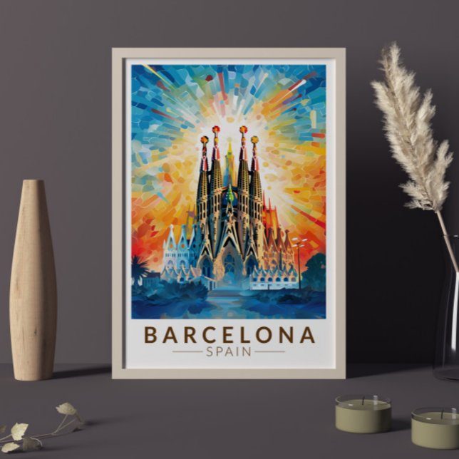Affiche Barcelone Espagne La Sagrada Familia Travel Art (Créateur téléchargé)