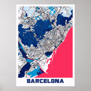 Affiche Barcelone - Espagne MilkTea City Carte