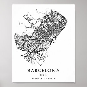 Affiche Barcelone Espagne Mini moderne Circle Street Carte