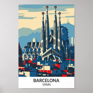 Affiche Barcelone Espagne Rétro Art Voyage 