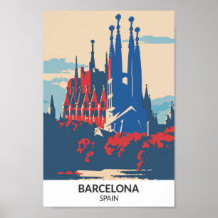 Affiche Barcelone Espagne Retro Artwork Travel