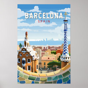 Affiche Barcelone Espagne Travel Art Vintage