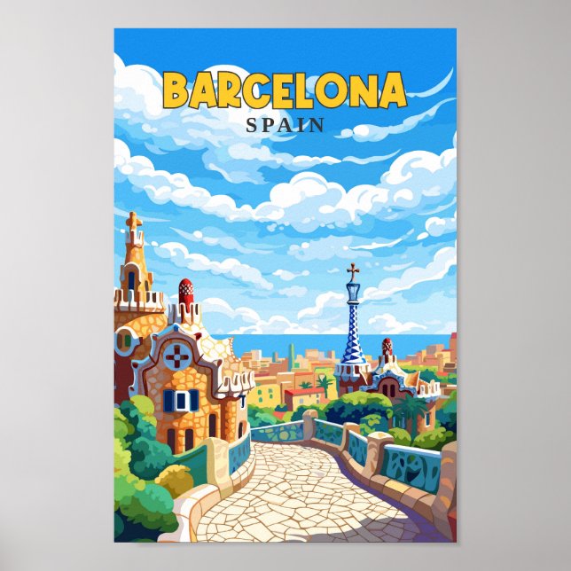 Affiche Barcelone Espagne Travel Art Vintage (Devant)