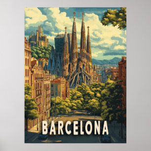 Affiche Barcelone, Espagne Voyage