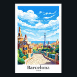 Affiche Barcelone Espagne Voyage Vintage Illustration<br><div class="desc">Barcelone Espagne Voyage Art Vintage Illustration</div>