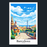 Affiche Barcelone Espagne Voyage Vintage Illustration<br><div class="desc">Barcelone Espagne Voyage Art Vintage Illustration</div>