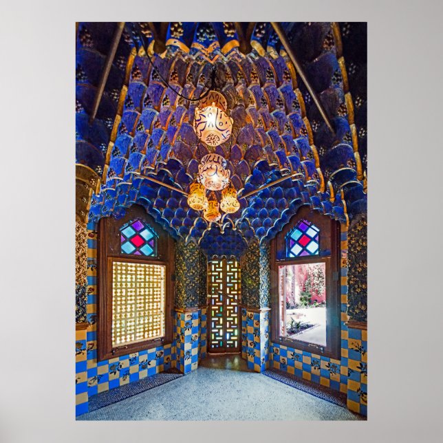Affiche Barcelone. Gaudí. Casa Vicens. Intérieur. Ver. 6. (Devant)