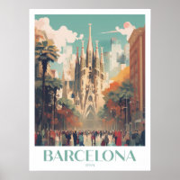 Barcelone Travel Print Wall Art