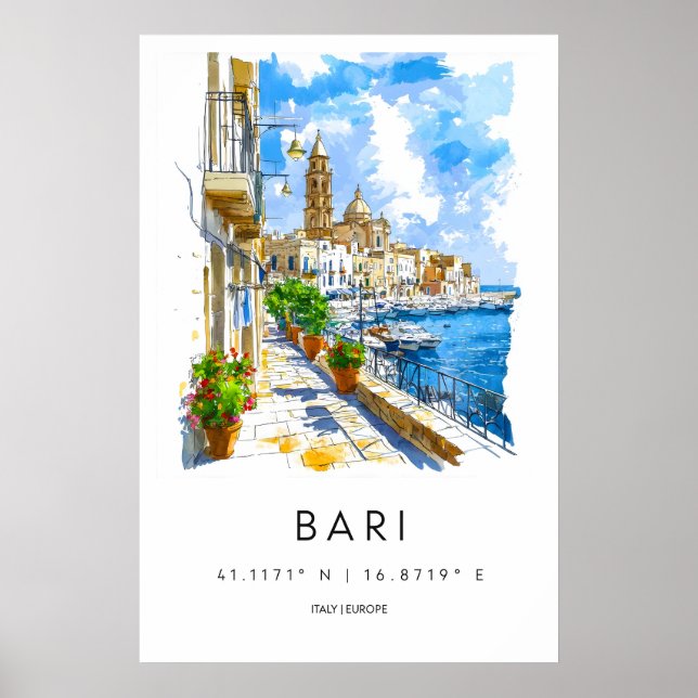Affiche Bari Aquarelle 2 (Devant)
