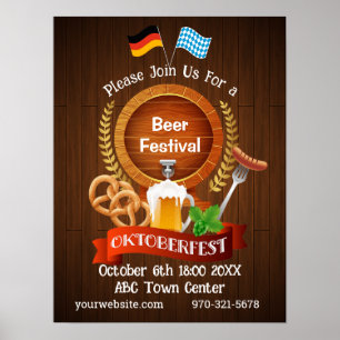 Affiche Baril de bière Oktoberfest