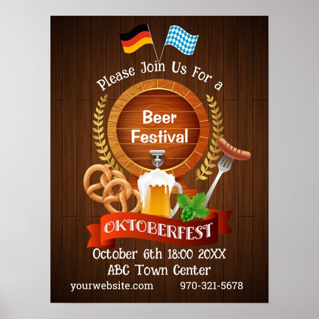 Affiche Baril de bière Oktoberfest (Devant)
