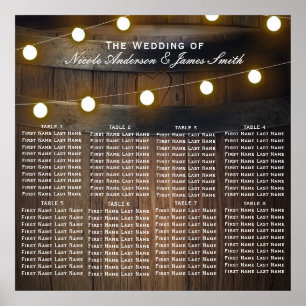 Affiche Baril en bois Lights Rustic Mariage Sièges Graphiq