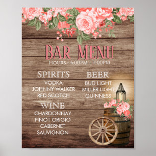 Affiche Baril en bois patiné - Corail - Menu Bar