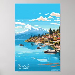 Affiche Bariloche Argentine illustration de voyage vintage
