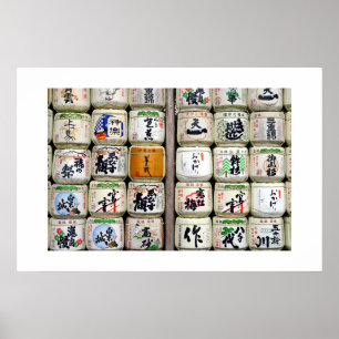 Affiche Barils de saké du sanctuaire d'Ise : Japon