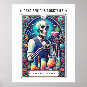Affiche Barman Tarot Bar Cocktails Très Sérieux