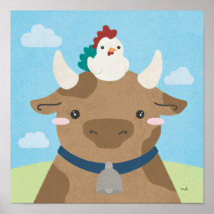 Affiche Barn Buddies - Cow & Chick