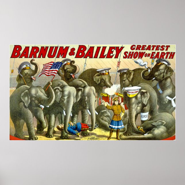 Affiche Barnum Bailey Eléphants Vintages (Devant)