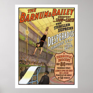 Affiche Barnum & Bailey Leap for Life Circus Publicité