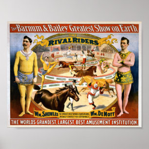 Affiche Barnum et Bailey - cavaliers rivaux