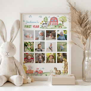 Affiche Barnyard Animaux Première année Photo Milestone Po
