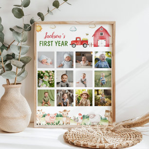 Affiche Barnyard Animaux Première année Photo Milestone Po