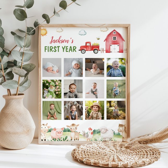 Affiche Barnyard Animaux Première année Photo Milestone Po (Créateur téléchargé)