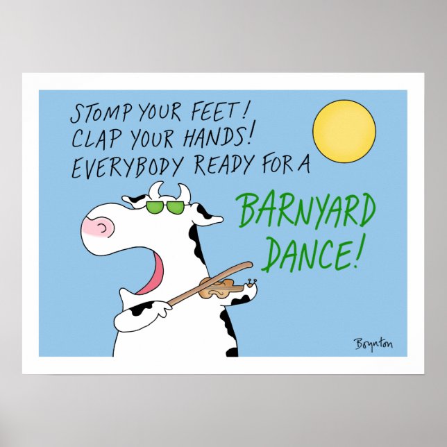 Affiche Barnyard Dance Fiddle Cow par Sandra Boynton (Devant)