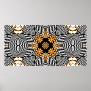 Affiche Baroque doré et chaînes motif ornement
