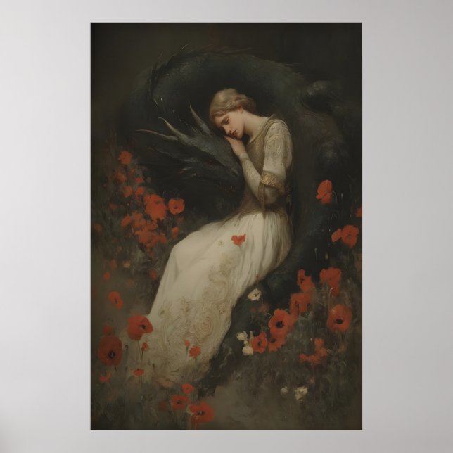 Affiche Baroque Fantasy Dragon Print, Gothic Romantic (Devant)