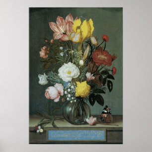 Affiche Baroque Vintage, Bouquet de Fleurs dans un Vase en