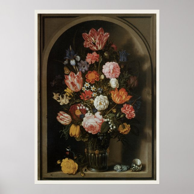 Affiche Baroque Vintage, Fleur par Bosschaert, l'Aîné (Devant)