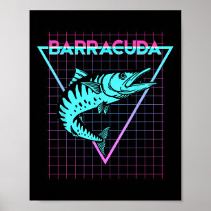 Affiche Barracuda Poisson Pêche Esthétique Rétro Barracuda