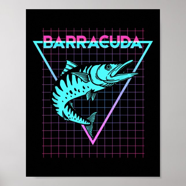 Affiche Barracuda Poisson Pêche Esthétique Rétro Barracuda (Devant)