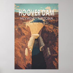 Affiche Barrage Hoover Voyage Art Rétro