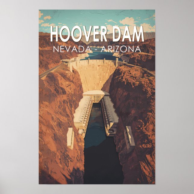 Affiche Barrage Hoover Voyage Art Rétro (Devant)
