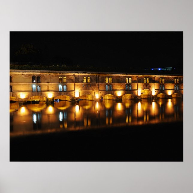 Affiche Barrage Vauban à Strasbourg la nuit (Devant)