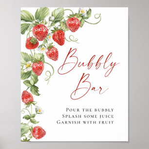 Affiche Barre à bulles de fraises à l'aquarelle tendance