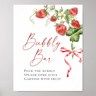 Affiche Barre à bulles de fraises à l'aquarelle tendance