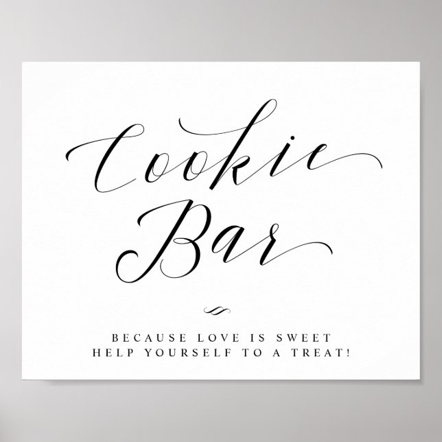 Affiche Barre à cookies élégante pour Shower de mariage ou (Devant)