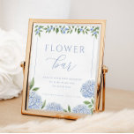 Affiche Barre à fleurs Blue Hydrangea Fête des mariées<br><div class="desc">Personnalisez en utilisant le formulaire modèle.</div>