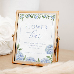 Affiche Barre à fleurs Blue Hydrangea Fête des mariées