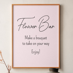Affiche Barre à fleurs de mariage rose 