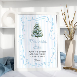Affiche Barre à Mom-osa Fête Prénatale Bébé Bleu Sapin de