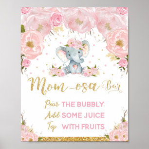 Affiche Barre à Mom-osa Fleur Éléphant Rose pour Baby Show