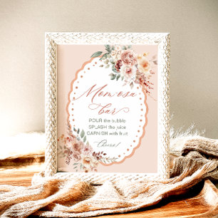 Affiche Barre à Mom-osa pour Baby Shower Bohème Floral