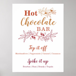 Affiche Barre Chocolat Chaud Menu Mariage