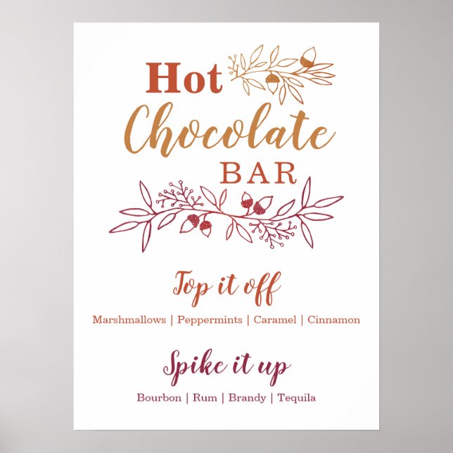 Affiche Barre Chocolat Chaud Menu Mariage (Devant)