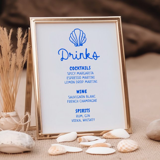 Affiche Barre Côtière Bleue Tirée Main Cachet Menu (Créateur téléchargé)