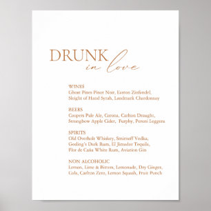 Affiche Barre d'amour moderne Drunt In Love Menu Mariage S